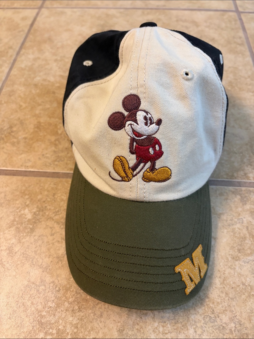Disney Kids Tricolor Mickey Mouse Baseball Cap - White, Black, Olive